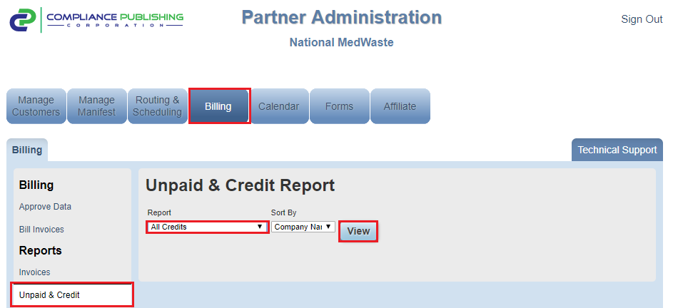 Accounts with credit balances report