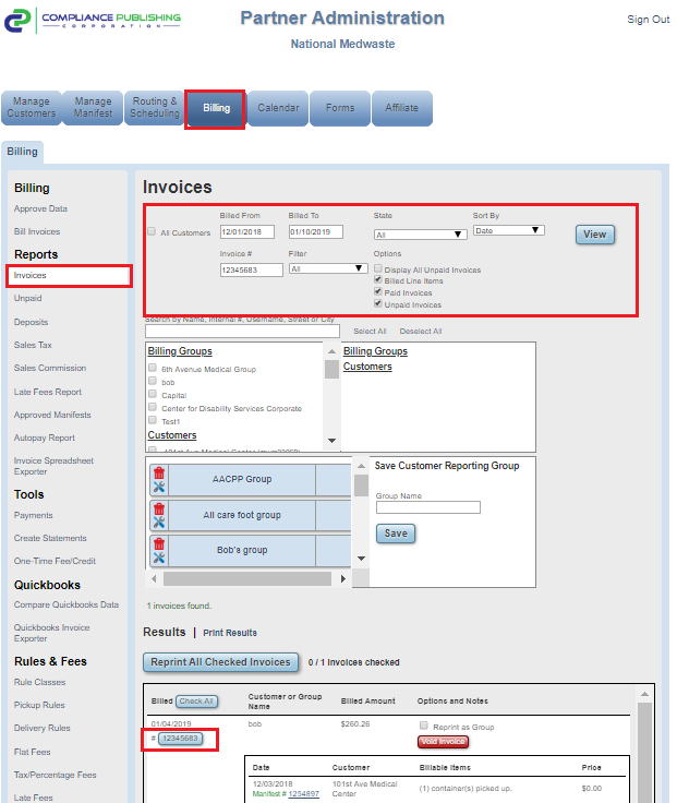 Invoices Report