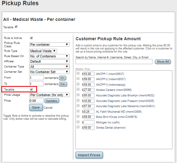 Make pickup rules taxable