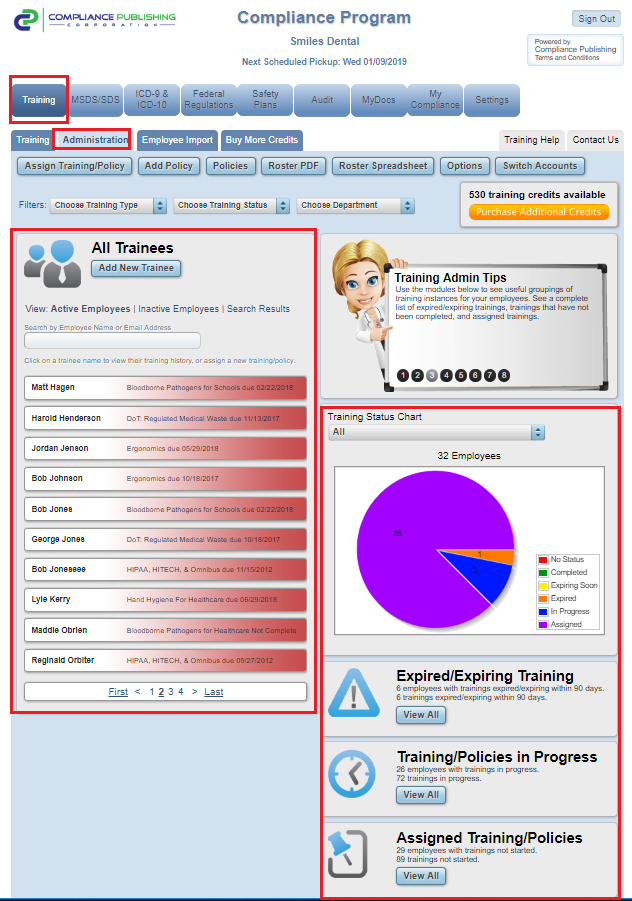 Training status report