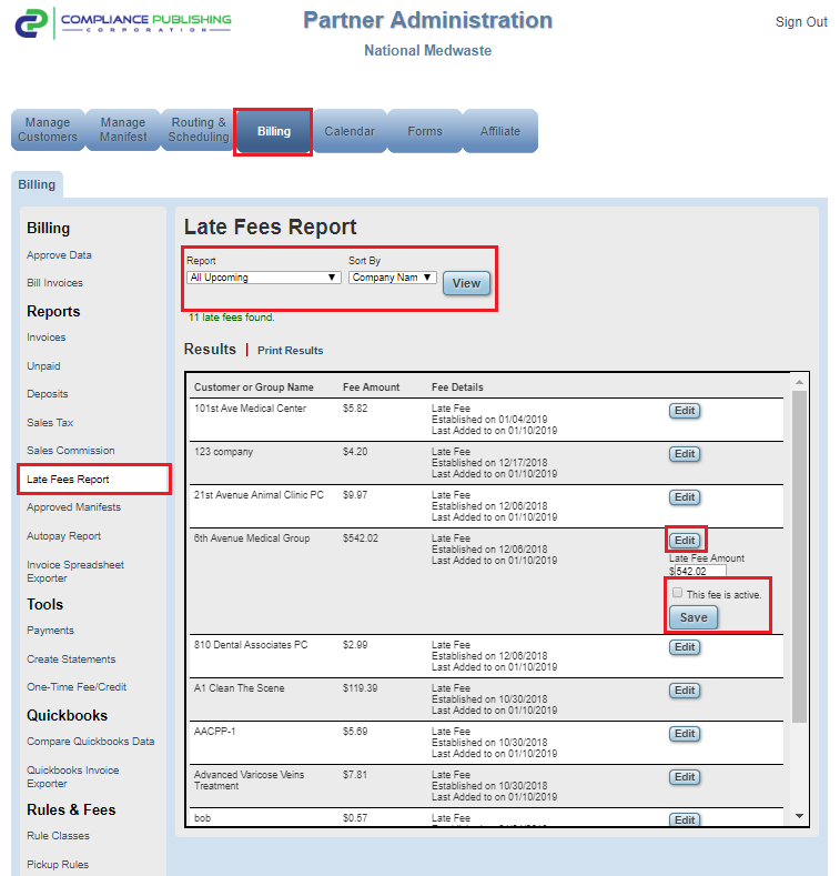 late fee report