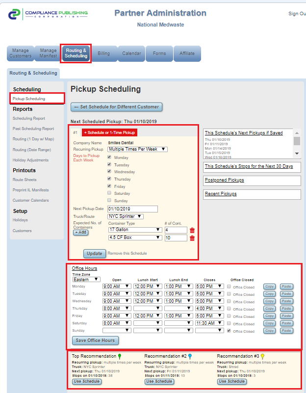 pickup scheduling